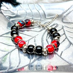 Elegant Red and Black Beaded Bracelet